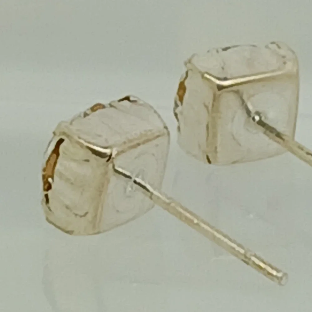 Sterling Silver 925 Crystal Stud Earrings Vintage 1990s Birthstone Jewelry April